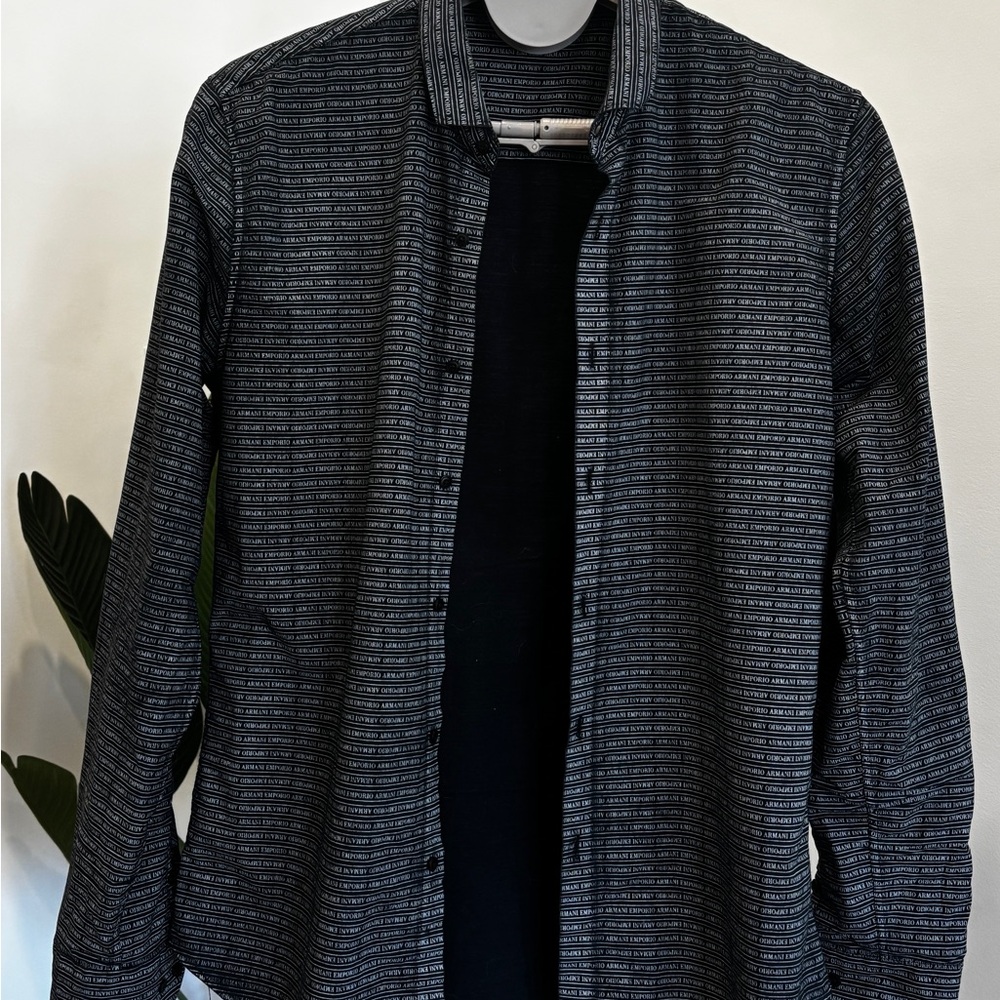 Giorgio Armani Charcoal and White Striped Shirt